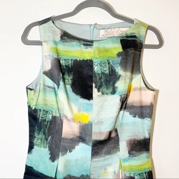 Lela Rose Water Color Abstract Sheath Dress Women’s Size 10 Spring Wedding Silk - Picture 5 of 11